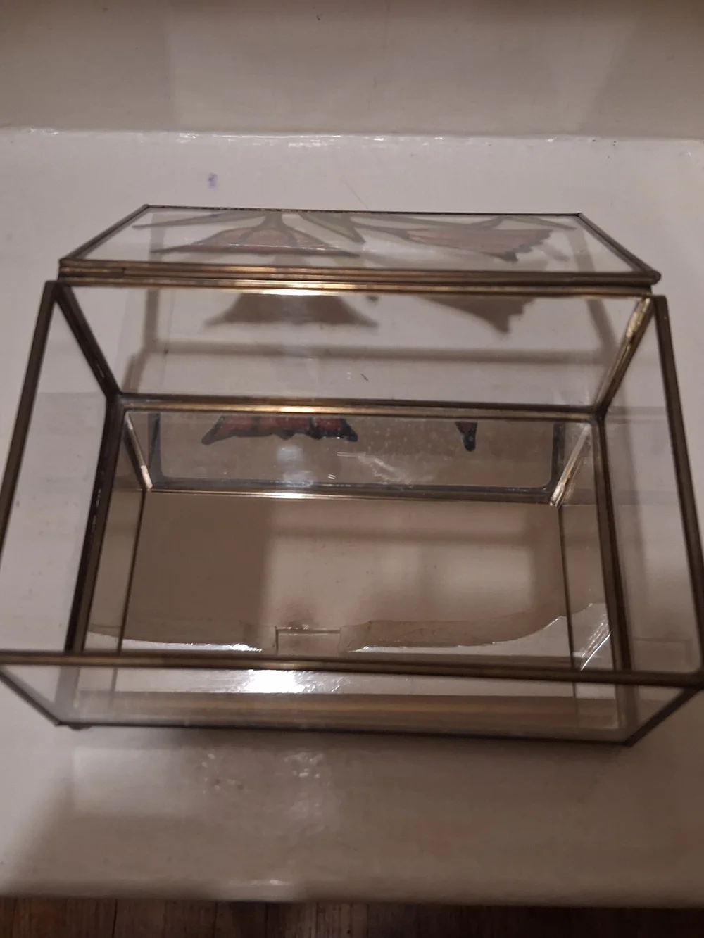 Vintage Brass & Stained Glass Jewelry Box